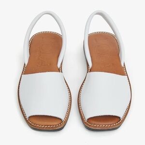 White Leather Slingback Sandals - Women's Open Toe Comfort